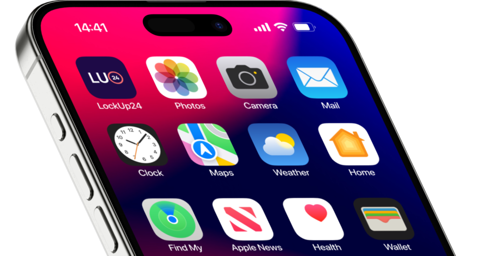 LockUp24 app on an iPhone home screen