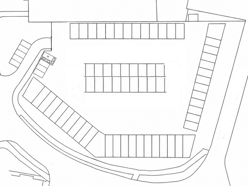 Site plan showing the LockUp24 storage unit layout across a commercial plot